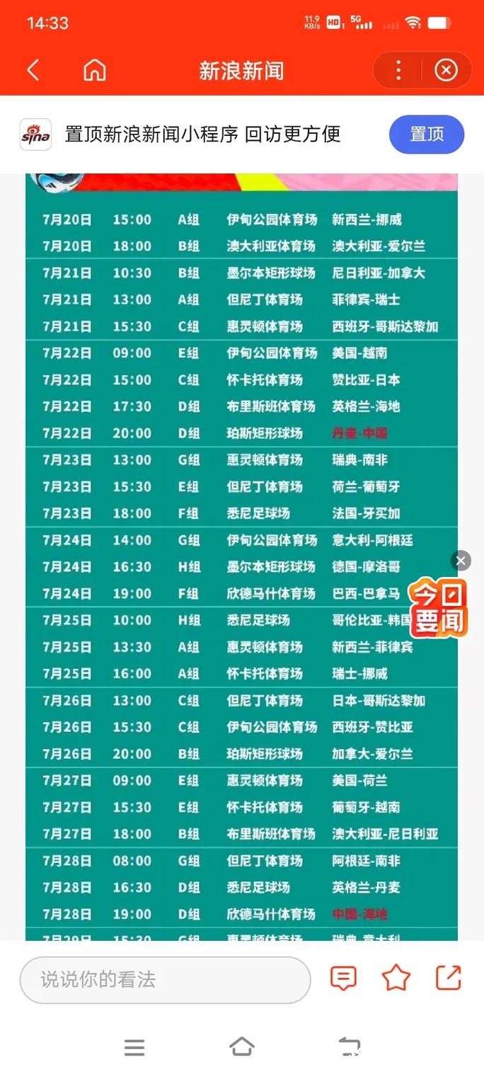 2023年世界杯赛程安排表完整版详情